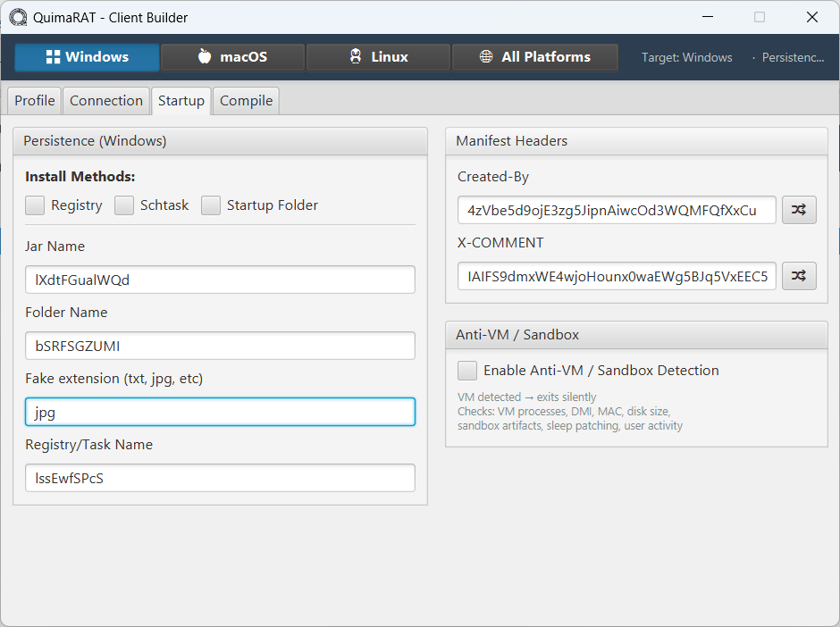 Builder — Startup & Persistence